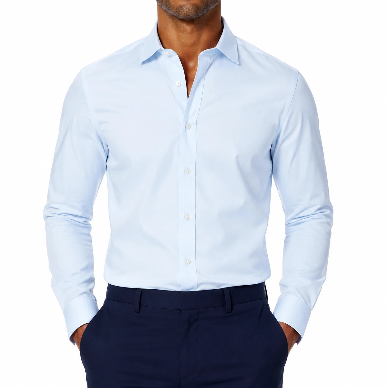Camicia da uomo taglia L azzurro chiaro a maniche lunghe con colletto classico