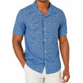 Camicia uomo L in tessuto blu con stampa a maniche corte - stile casual