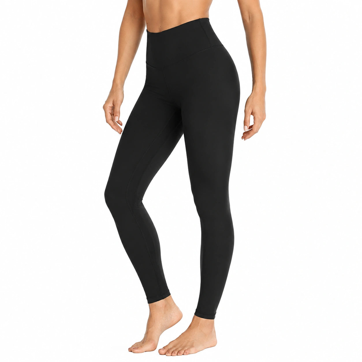 Leggings sportivi donna taglia S in tessuto elasticizzato nero a vita alta per allenamento