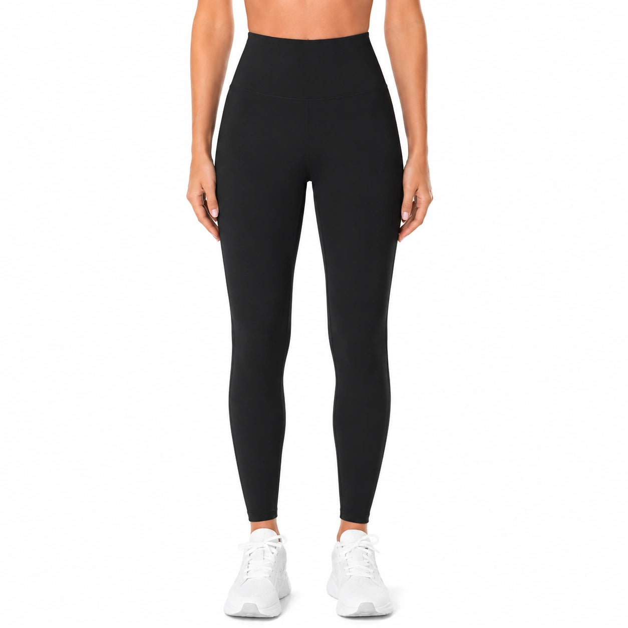 Leggings donna taglia S neri in tessuto elasticizzato a vita alta per allenamento