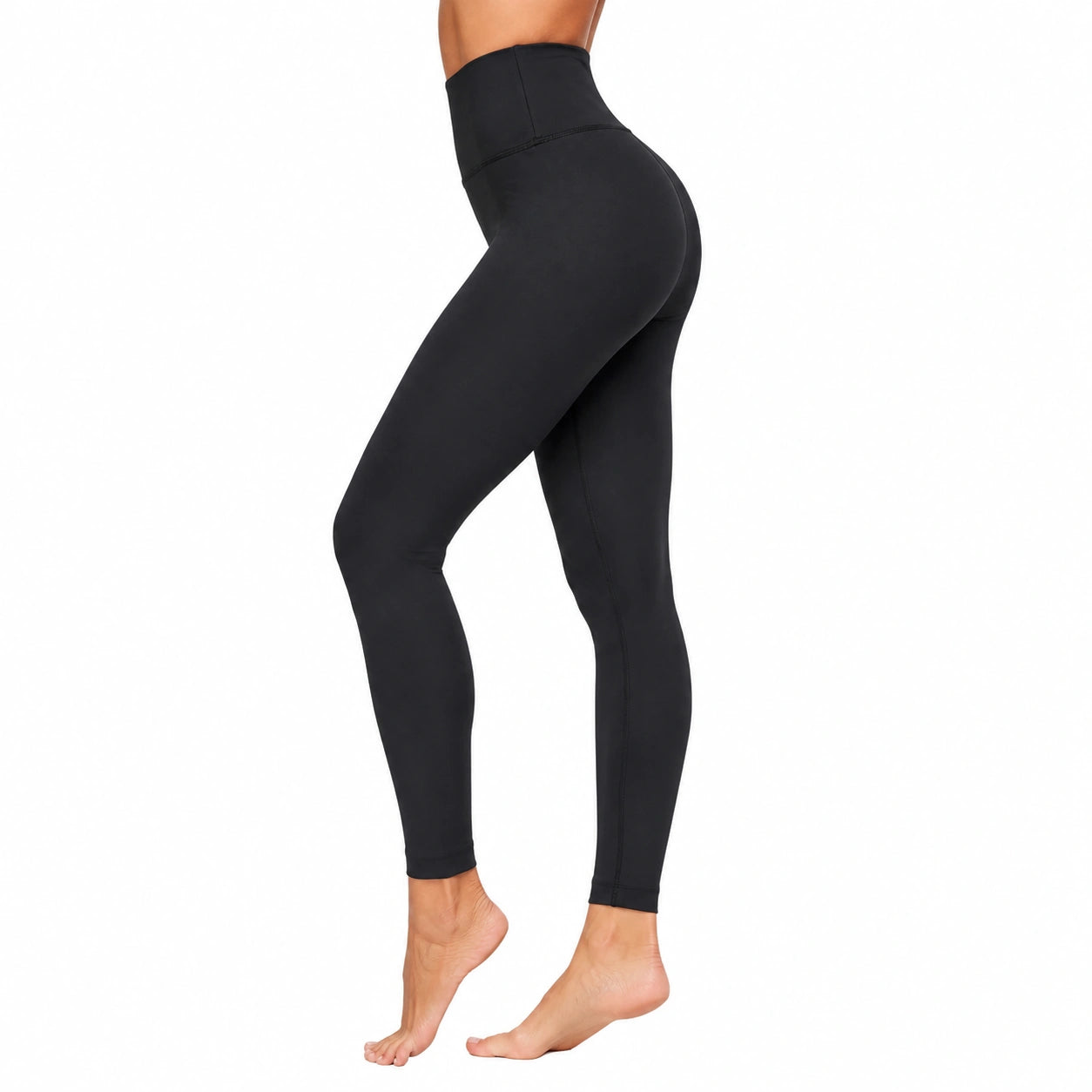 Leggings donna taglia S in tessuto elasticizzato nero a vita alta per fitness