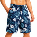 Costume da bagno uomo M in tessuto sintetico blu con stampa floreale - pantaloncino mare con coulisse e tasche