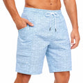Pantaloncini da bagno uomo L in tessuto azzurro con stampa topografica e tasche cargo