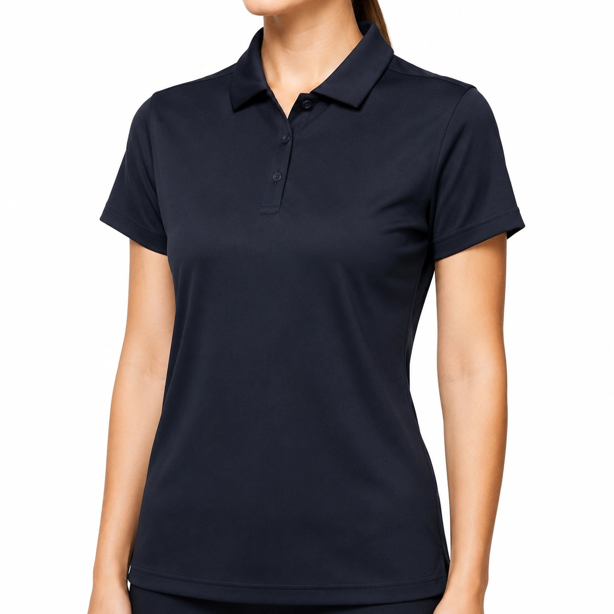 Polo donna S blu navy a maniche corte vestibilità sagomata