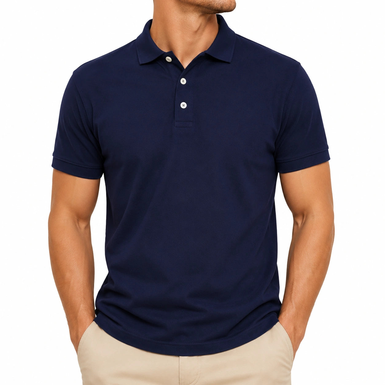Polo uomo taglia M in tessuto blu navy a maniche corte stile casual