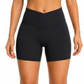Pantaloncini ciclista donna M in tessuto elasticizzato nero a vita alta per allenamento
