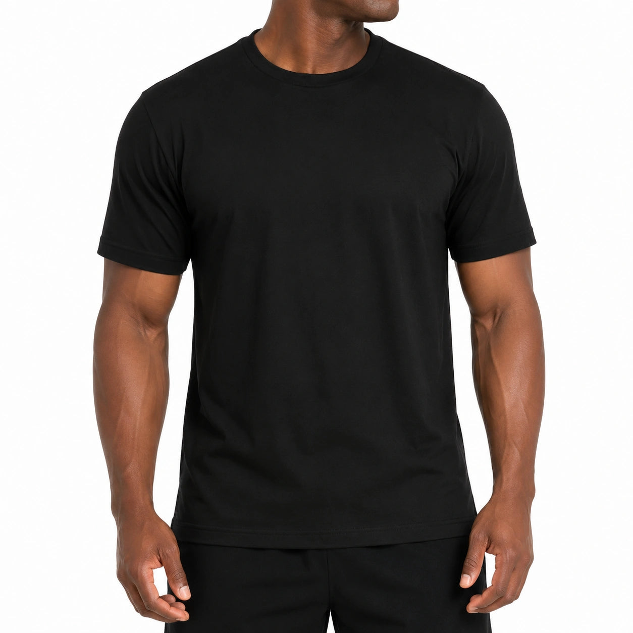 T-shirt uomo M nera in tessuto a maglia - girocollo a maniche corte