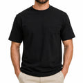 T-shirt uomo L nera a maniche corte con taschino stile casual